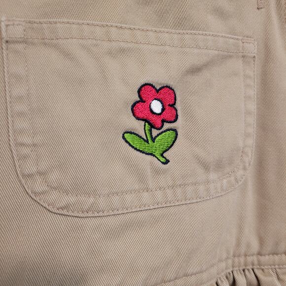 Carter’s Girls 4T Khaki Floral Embroidered Overall Jumper Dress 100% Cotton - Picture 5 of 13